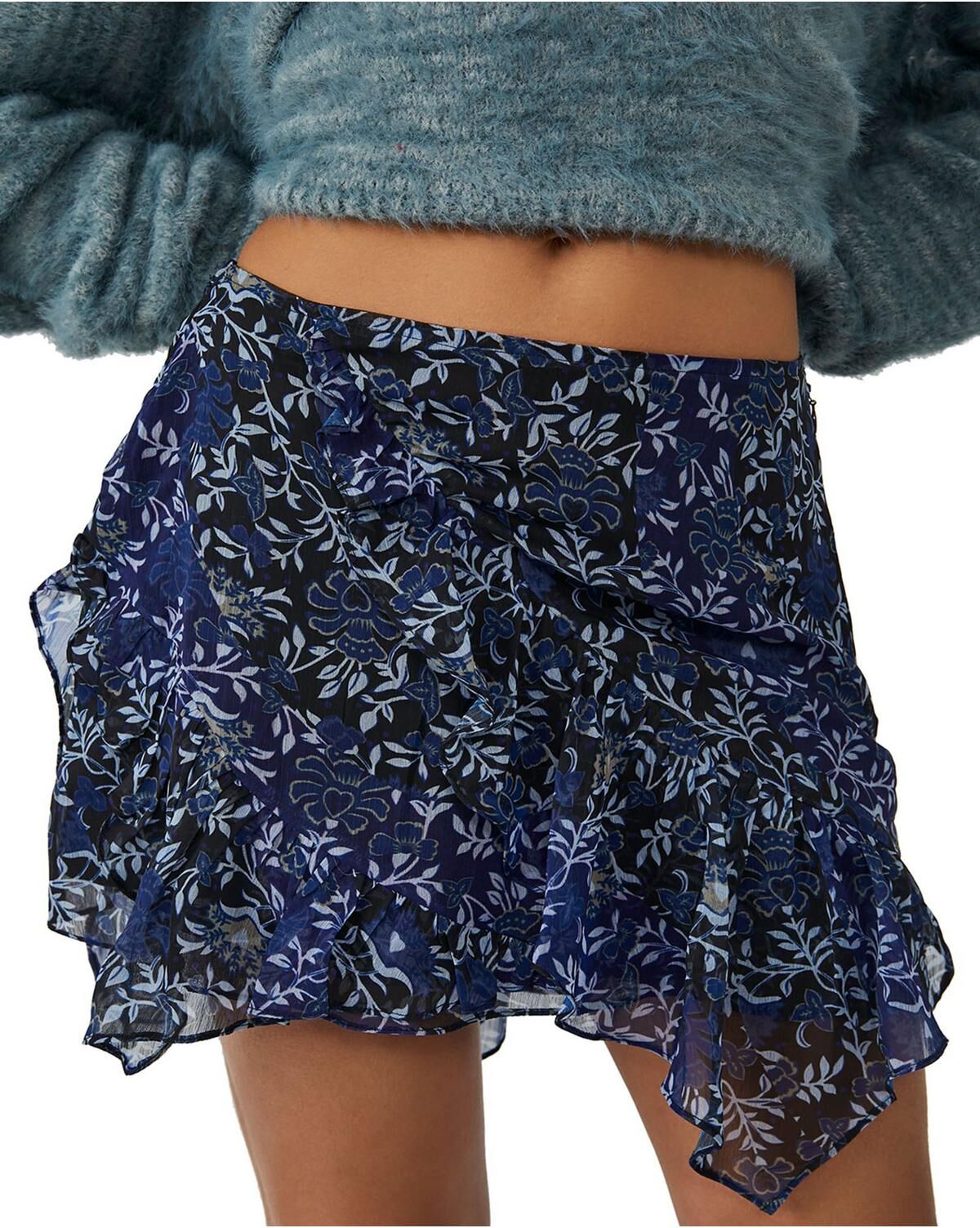 Free People Sammy Womens Floral Print Short Mini Skirt Large female