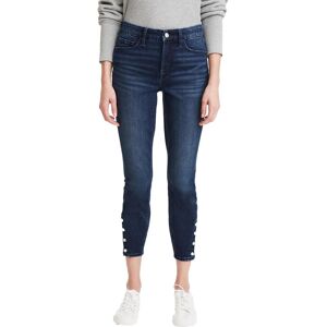 7 For All Mankind Womens High Rise Button Hem Skinny Jeans - blue - Size: US 8 (M)
