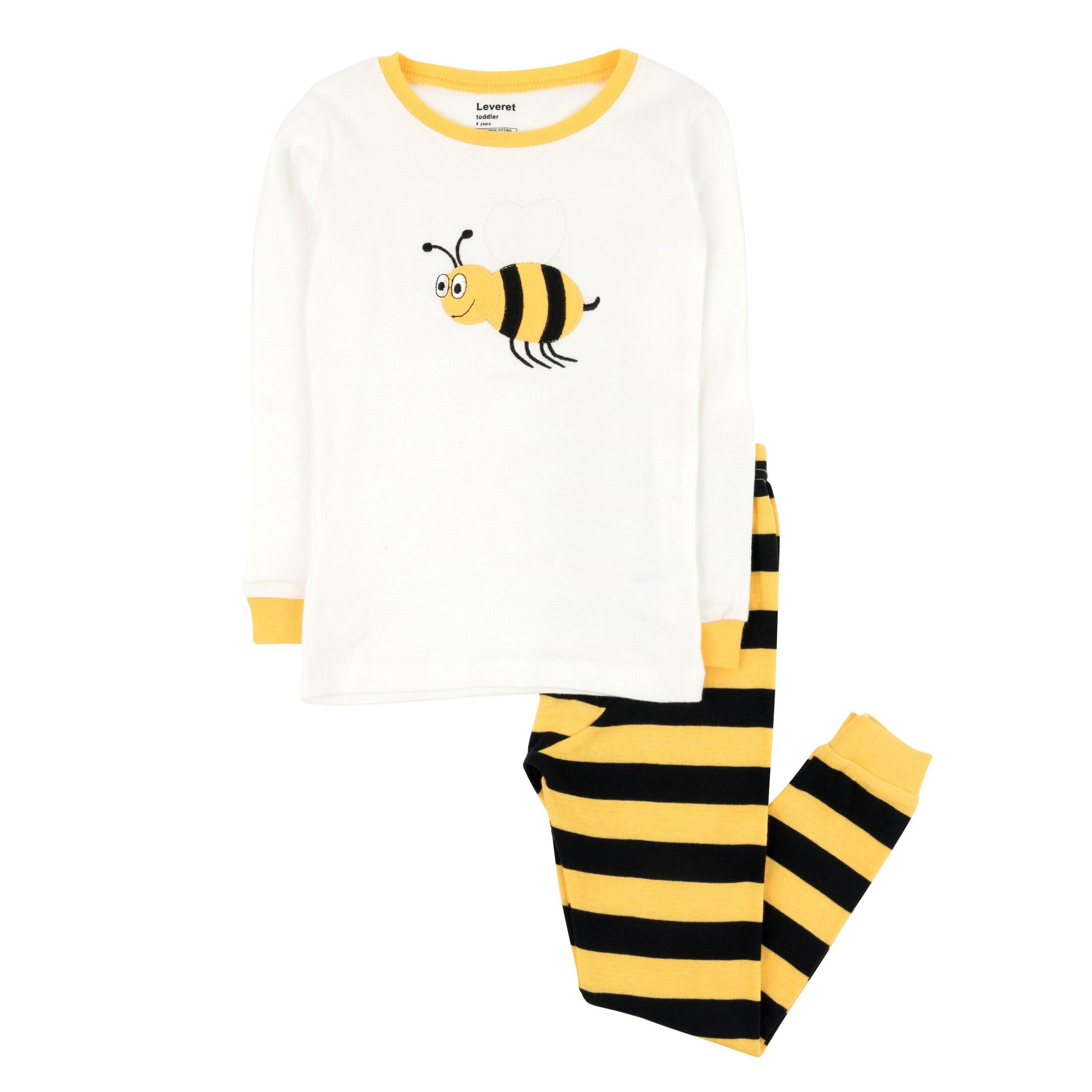 Leveret Kids Two Piece Cotton Pajamas Bumble Bee US 5T female