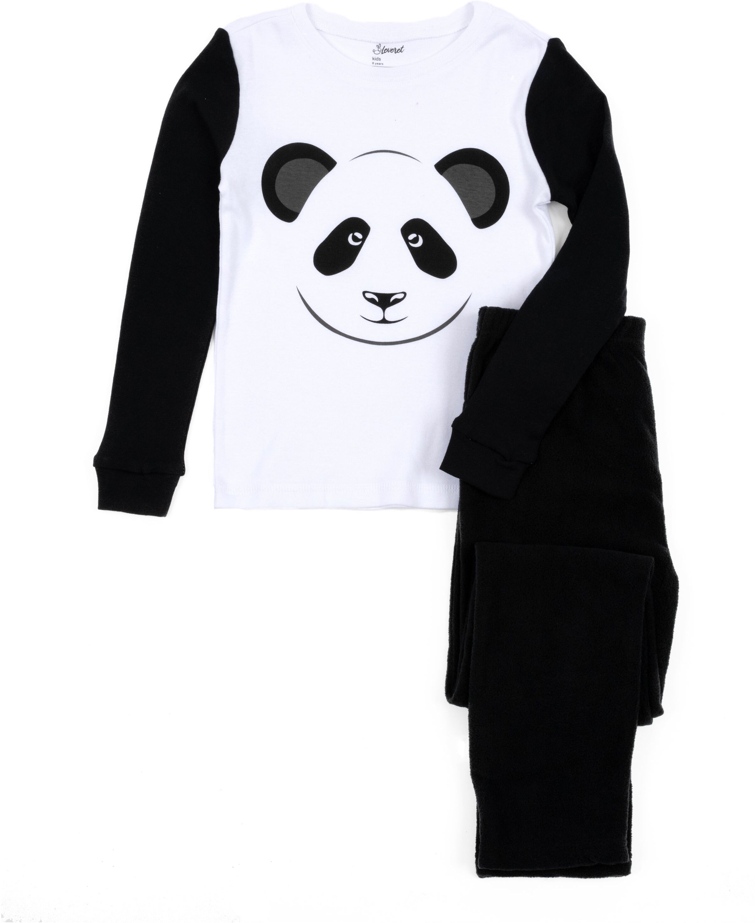 Leveret Kids Cotton Top and Fleece Pants Pajamas Panda US 2T female