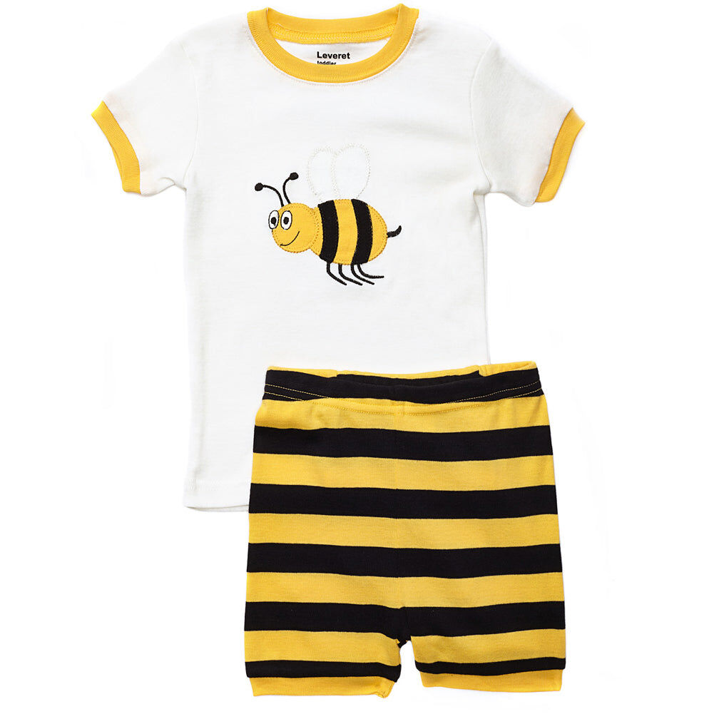 Leveret Kids Two Piece Cotton Short Pajamas Bumble Bee US 5T female