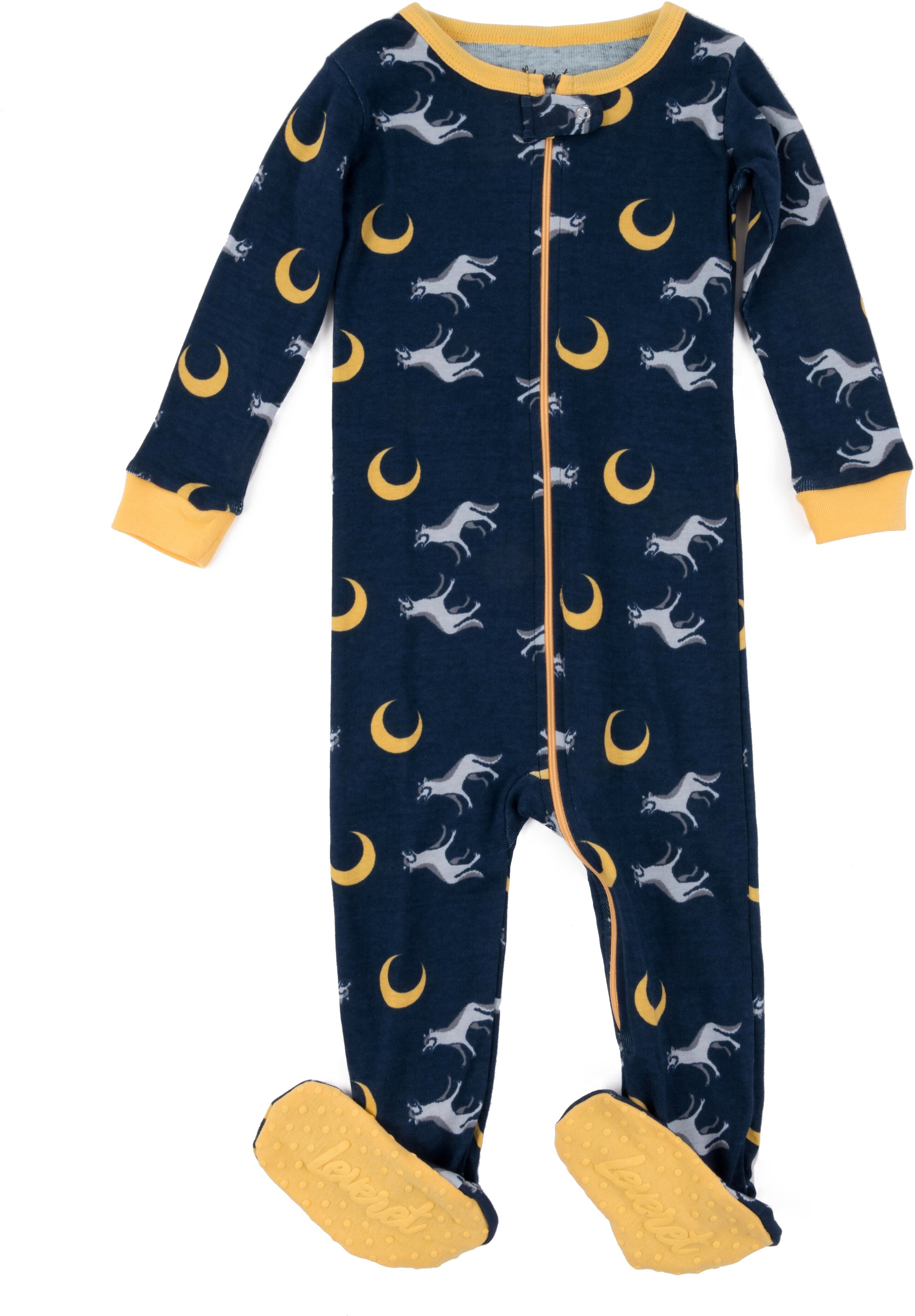 Leveret Kids Footed Cotton Pajamas Wolf US 4T