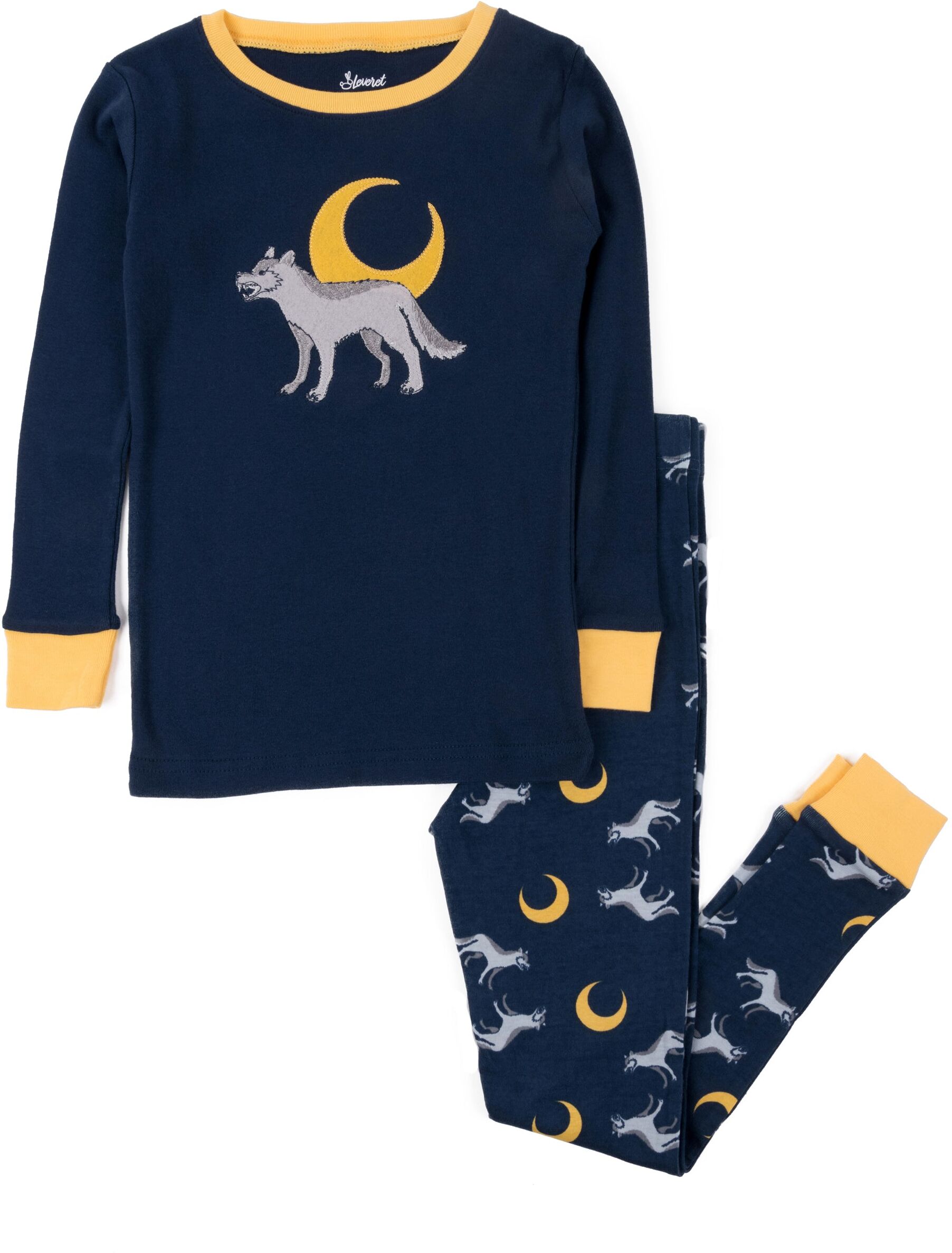 Leveret Kids Two Piece Cotton Pajamas Wolf US 4T male