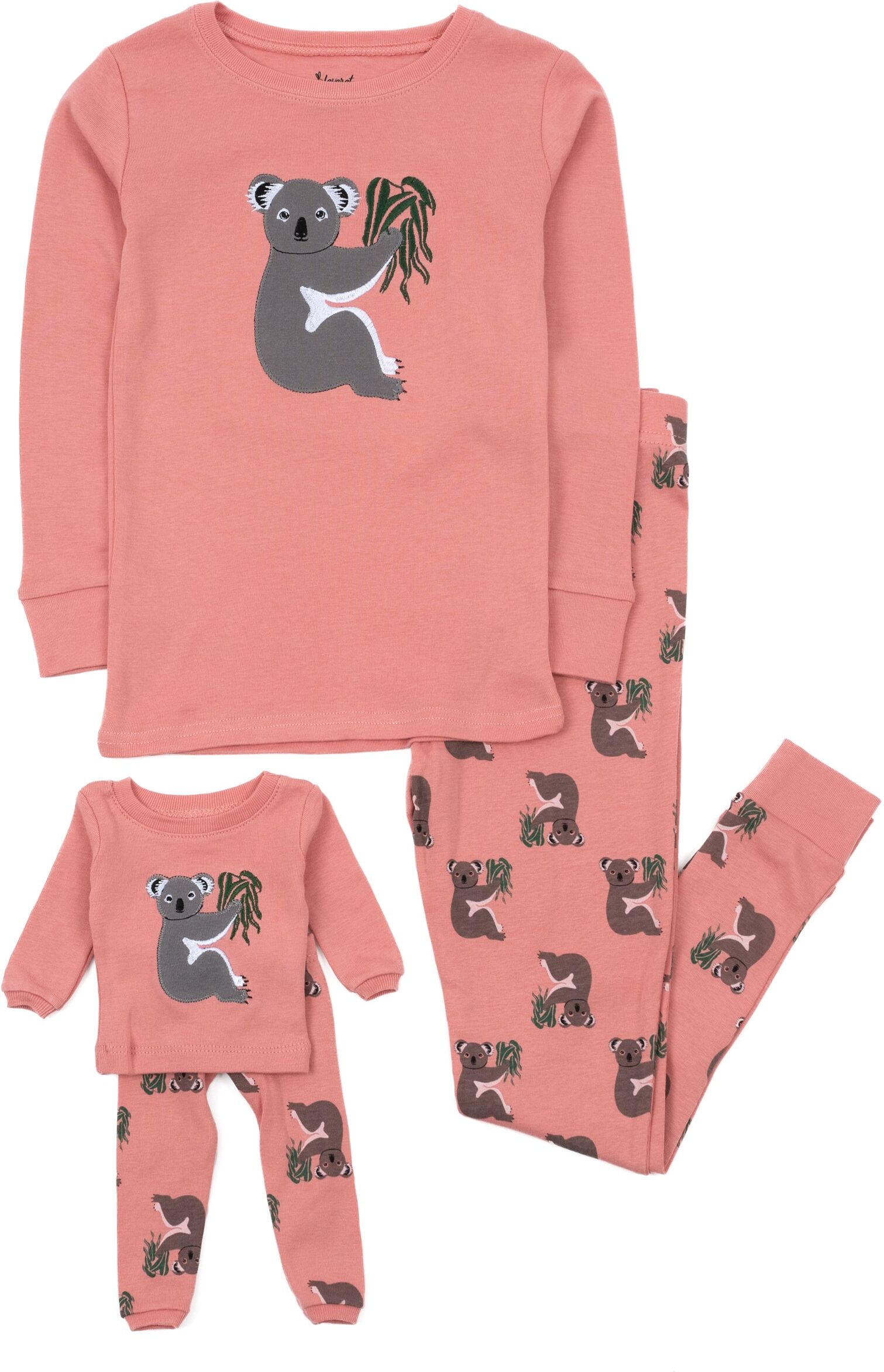 Leveret Girls and Matching Doll Cotton Pajamas Koala Pink US 12 female