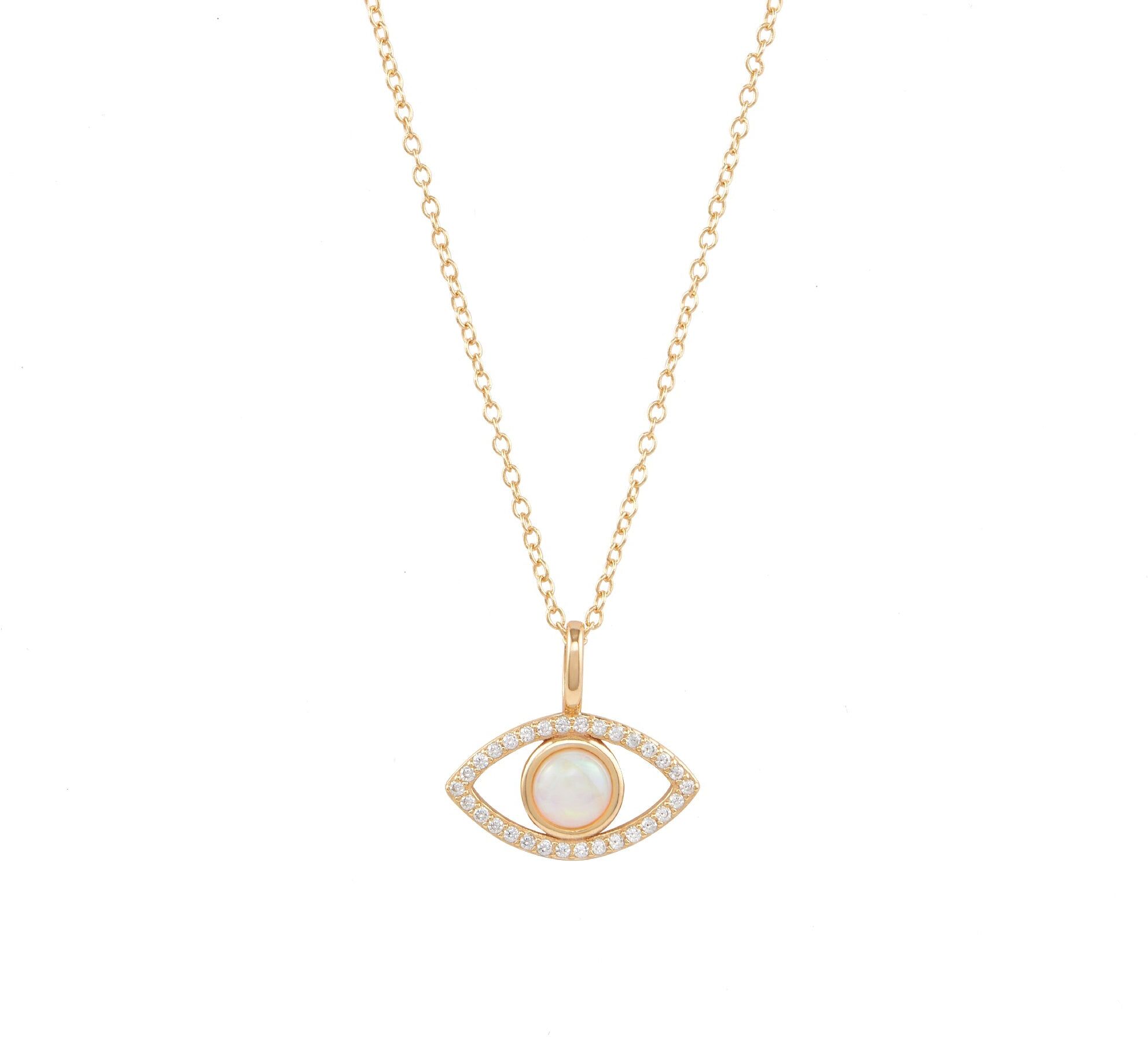 Adornia Fine Adornia Opal Evil Eye Necklace 14k gold vermeil female