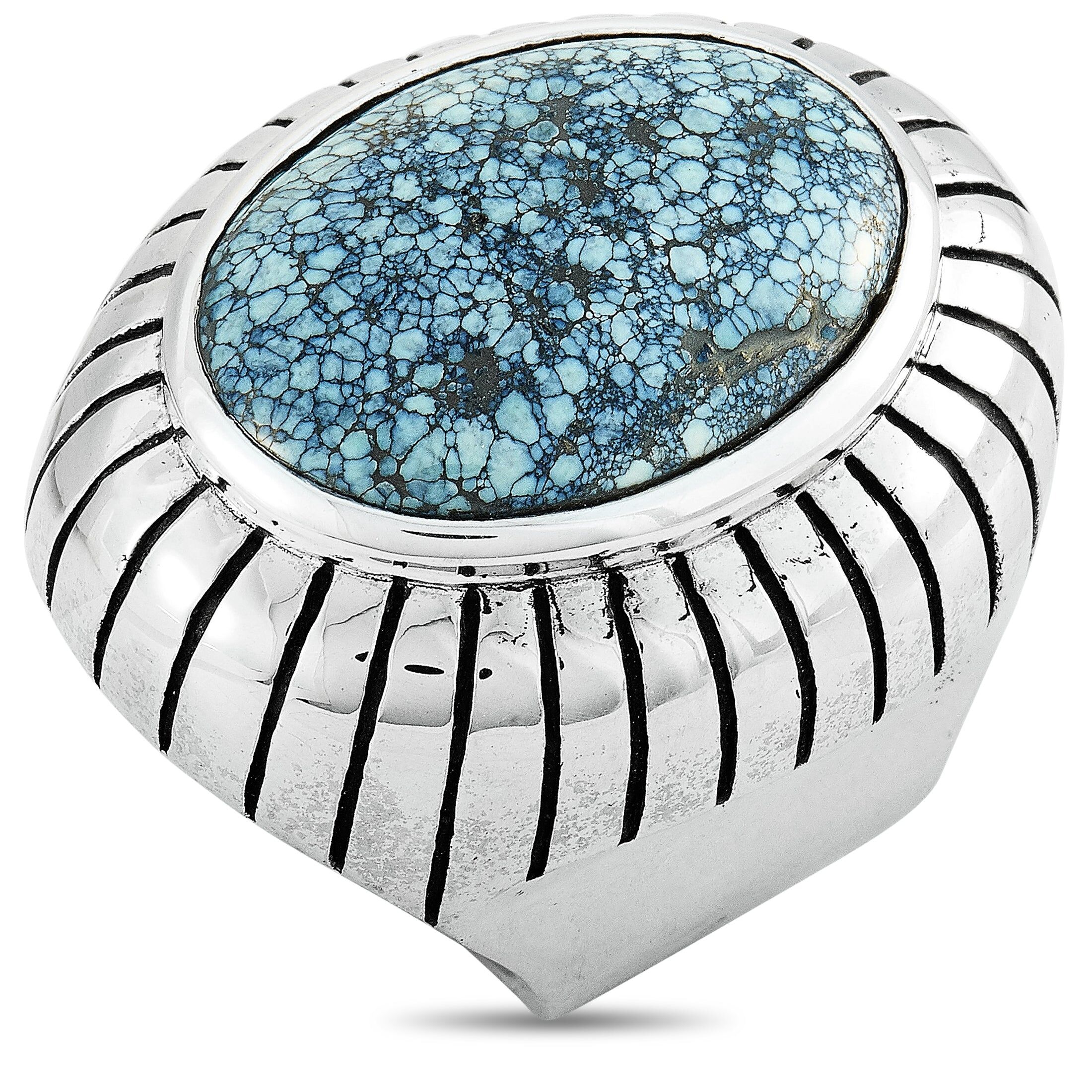 King Baby Silver and Spotted Turquoise Ring US 6.5 female