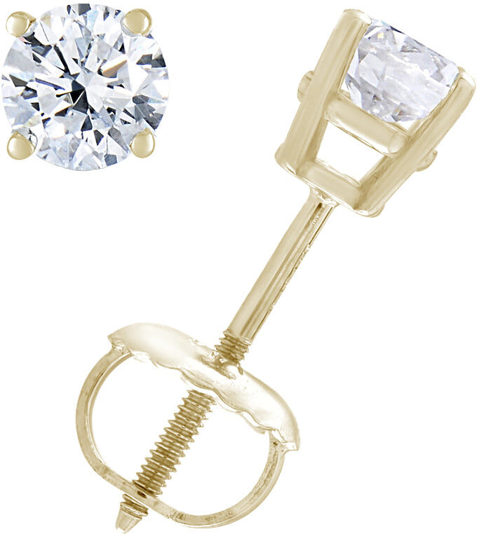 Vir Jewels 1/2 cttw Diamond Stud Earrings 14K White or Yellow Gold Round Shape Prong Set with Screw Backs female