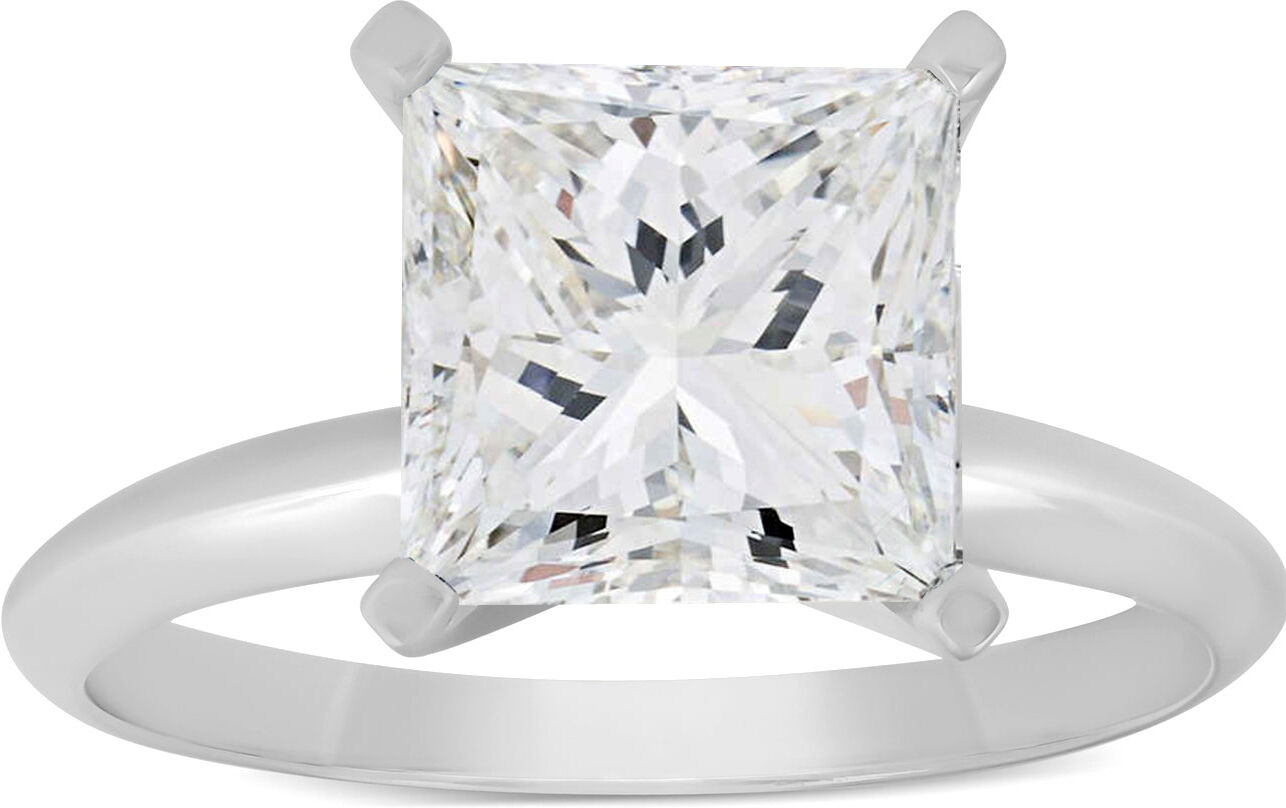 Pompeii3 3 Ct Princess Cut Diamond Solitaire Engagement Ring 14k White Gold US 4.5 female