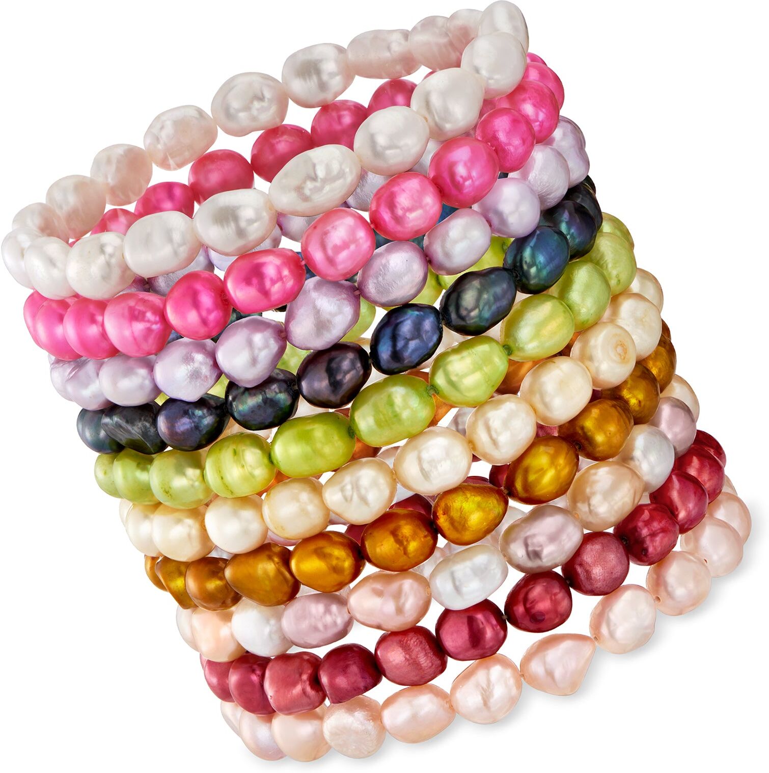 Ross-Simons 6-7mm Multicolored Cultured Pearl Jewelry Set: Ten Stretch Bracelets female