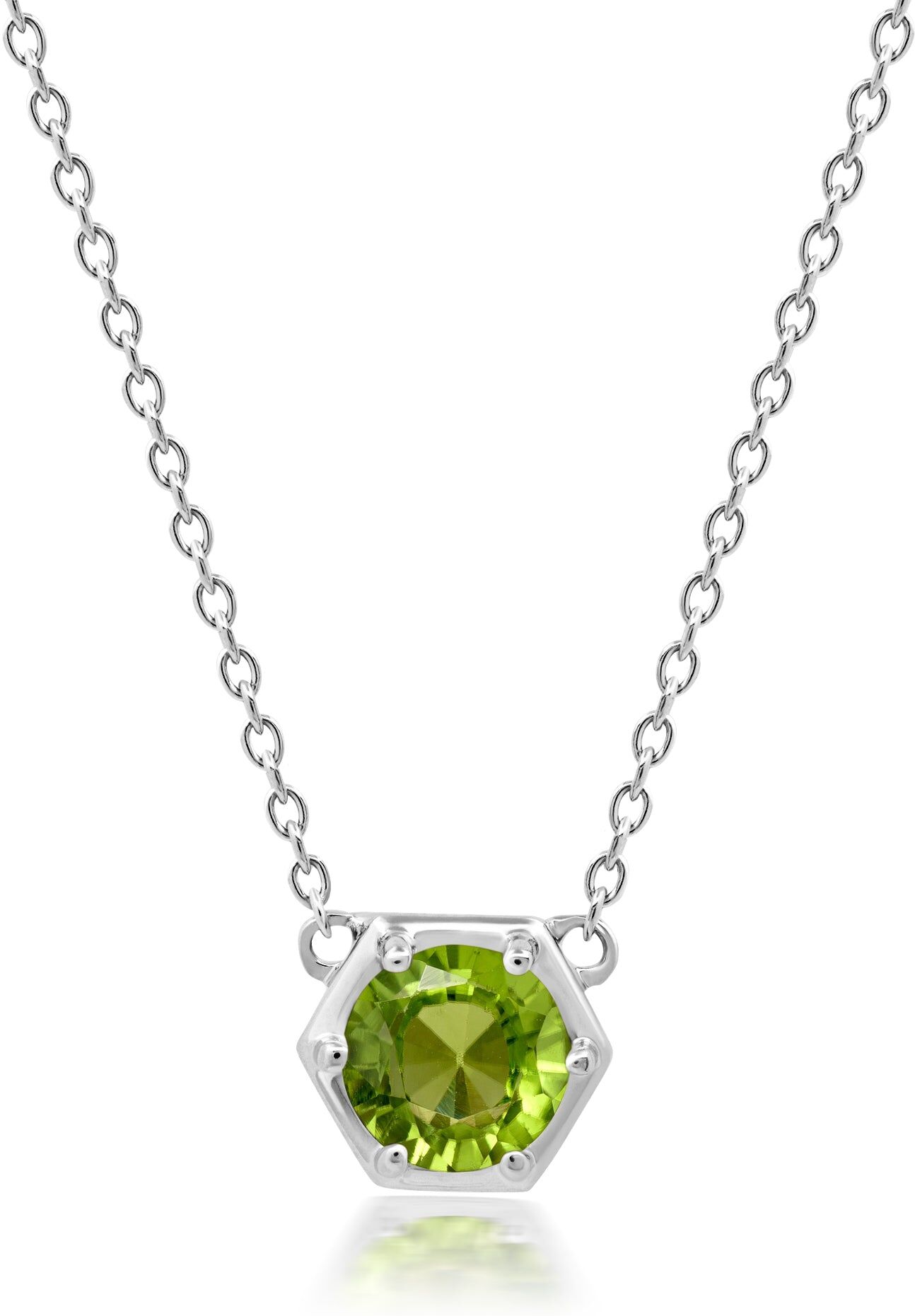 Nicole Miller Sterling Silver Round Gemstone Hexagon Stationary Pendant Necklace on 18 Inch Chain female