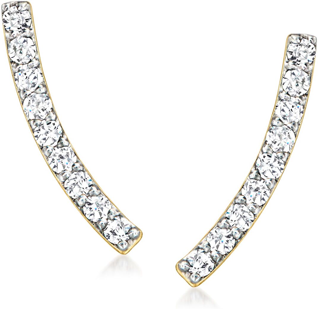 RS Pure by Ross-Simons Diamond Curved Ear Climbers in 14kt Yellow Gold female