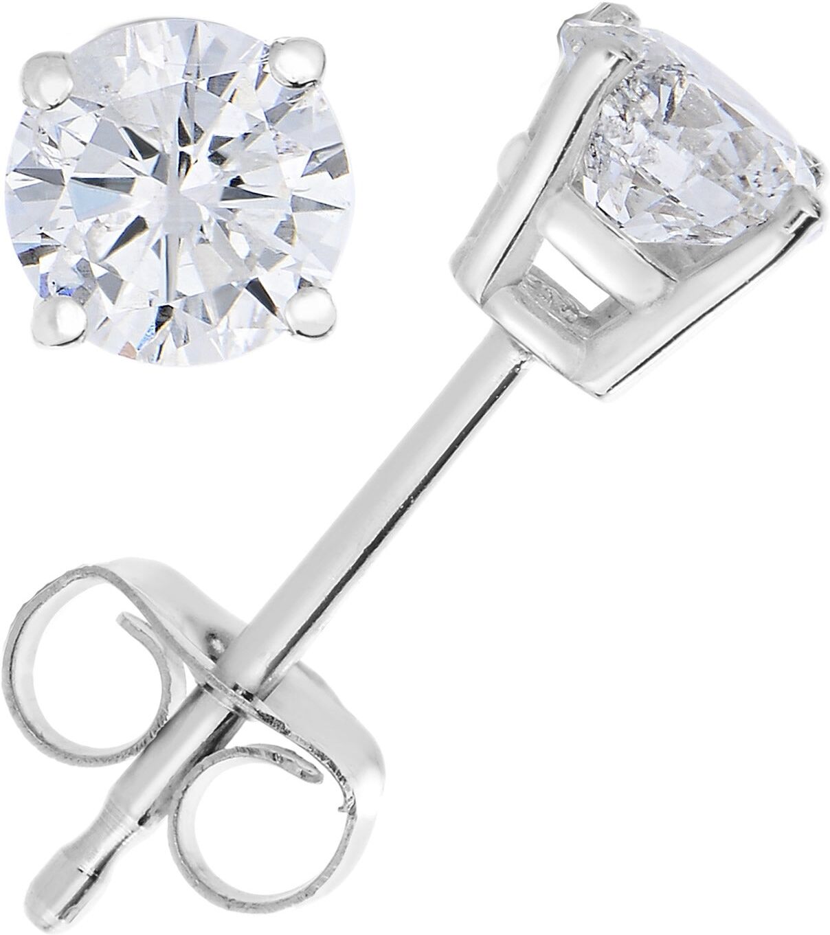 Vir Jewels 1/2 cttw SI1-SI2 Certified Diamond Stud Earrings 14K White Gold H-I Color Round Push Backs female