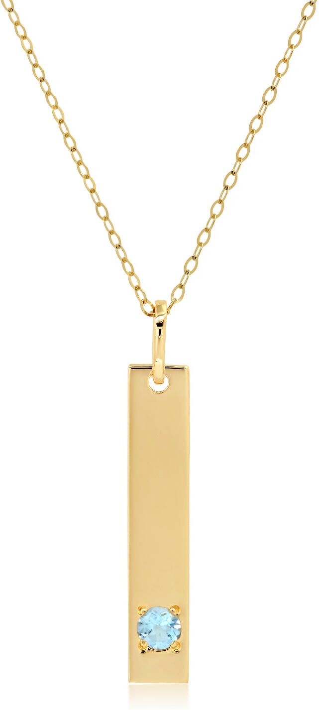 MAX + STONE 14k Yellow Gold Bar Pendant Necklace with 3mm Small Round Gemstone Adjustable Cable Chain 16 Inches to 18 Inches with Spring Ring Clasp female