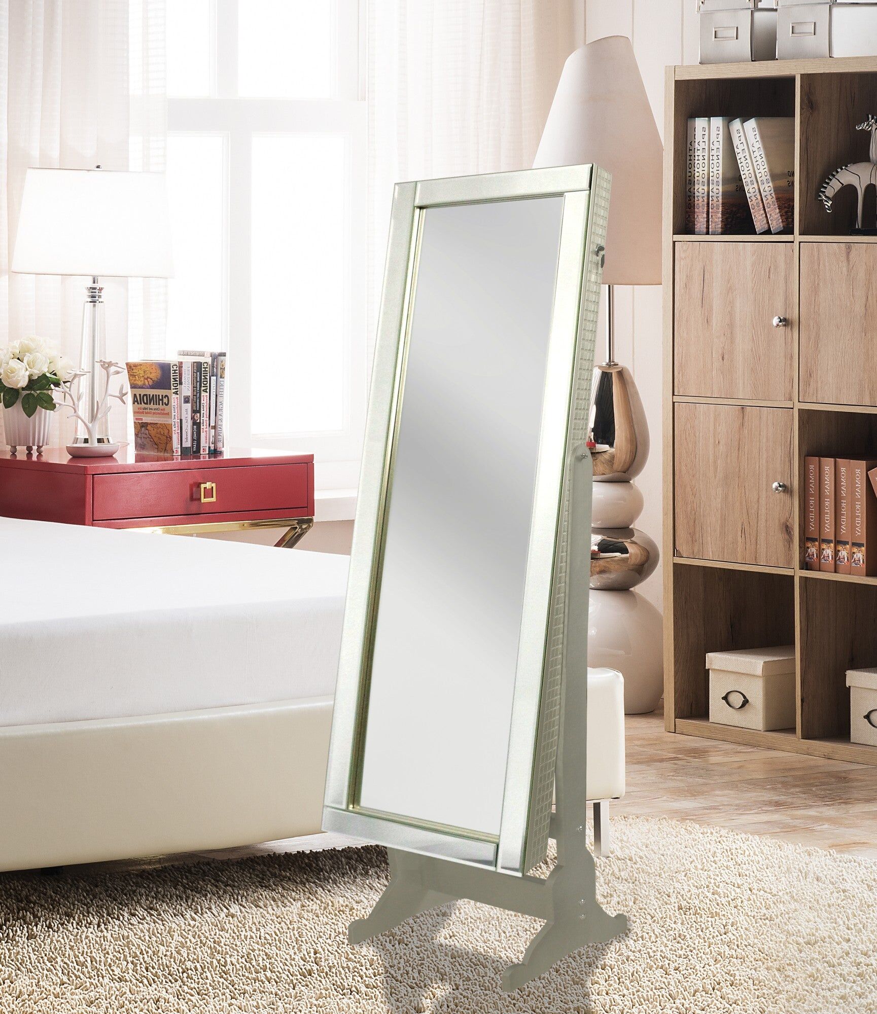 Chic Home Charm Jewelry Armoire Cheval Mirror