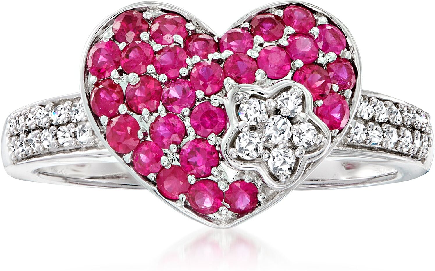 Ross-Simons Ruby and . Diamond Heart Ring in 14kt White Gold US 7 female