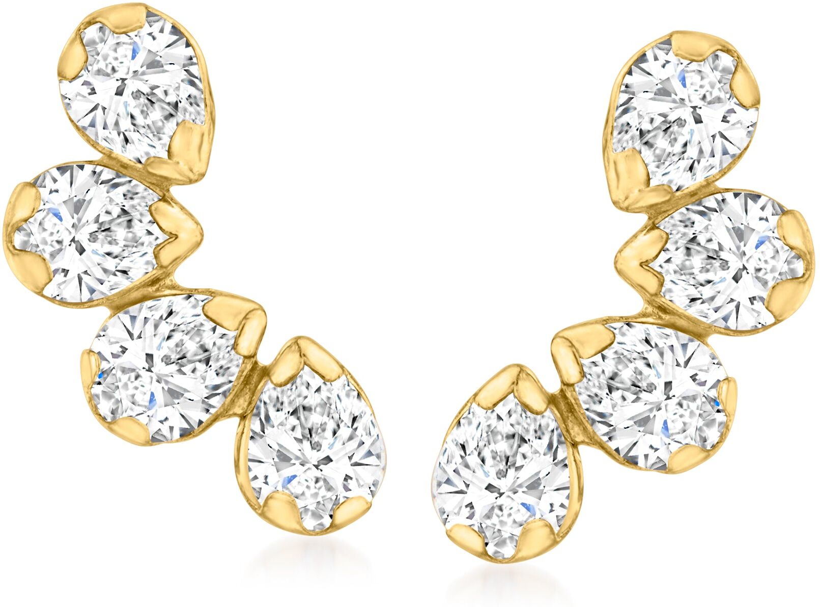 Ross-Simons CZ Curved Ear Climbers in 14kt Yellow Gold female