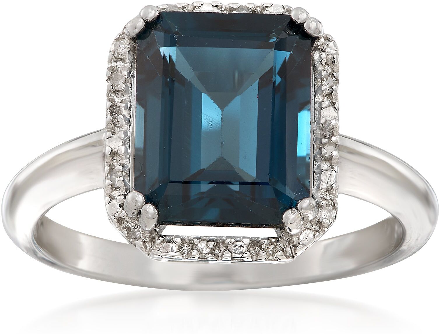 Ross-Simons London Blue Topaz Ring With Diamond Accents in Sterling Silver US 8 female