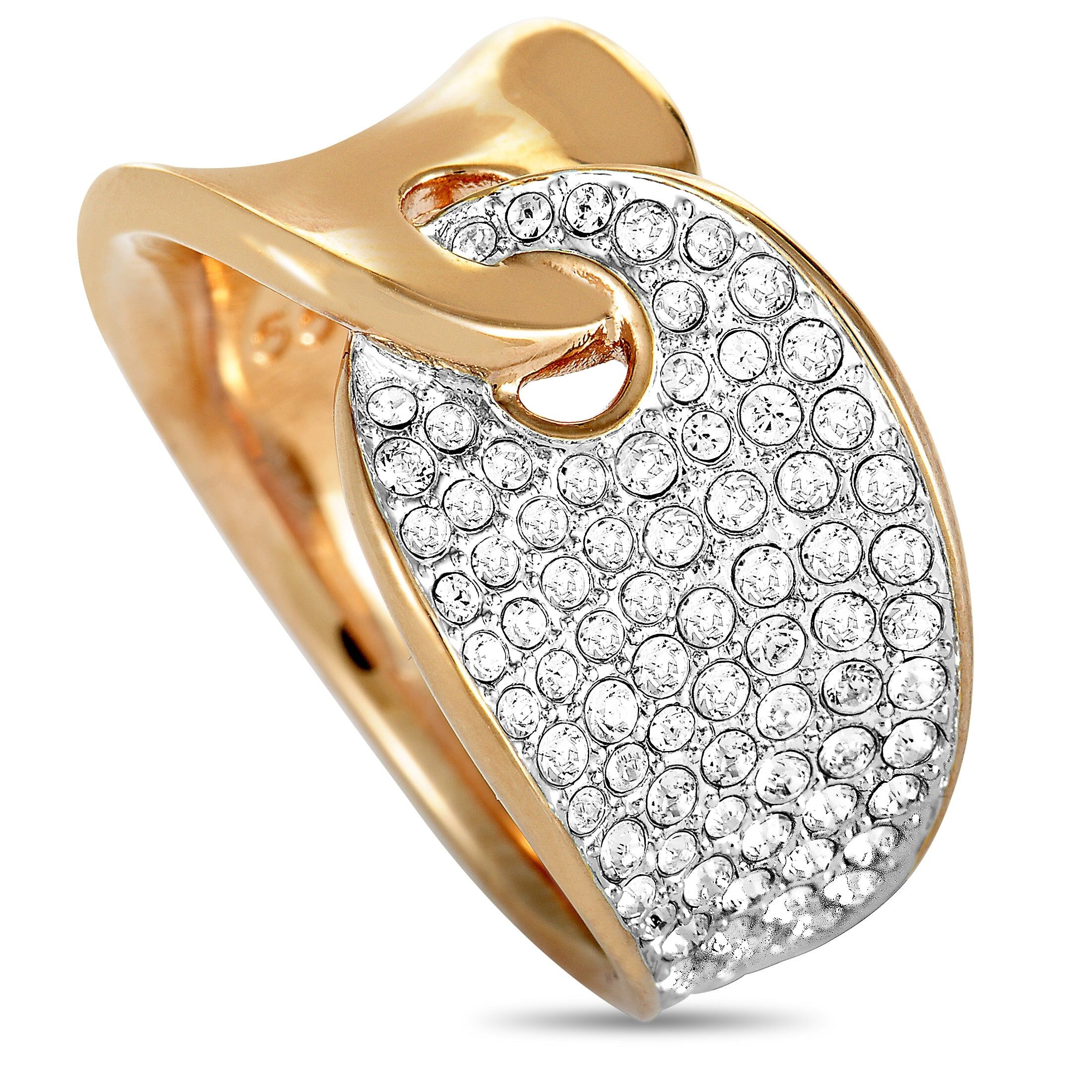 Swarovski Guardian Stainless Steel Rose Gold-Plated and Crystal Interlocking Band Ring US 6.75 female