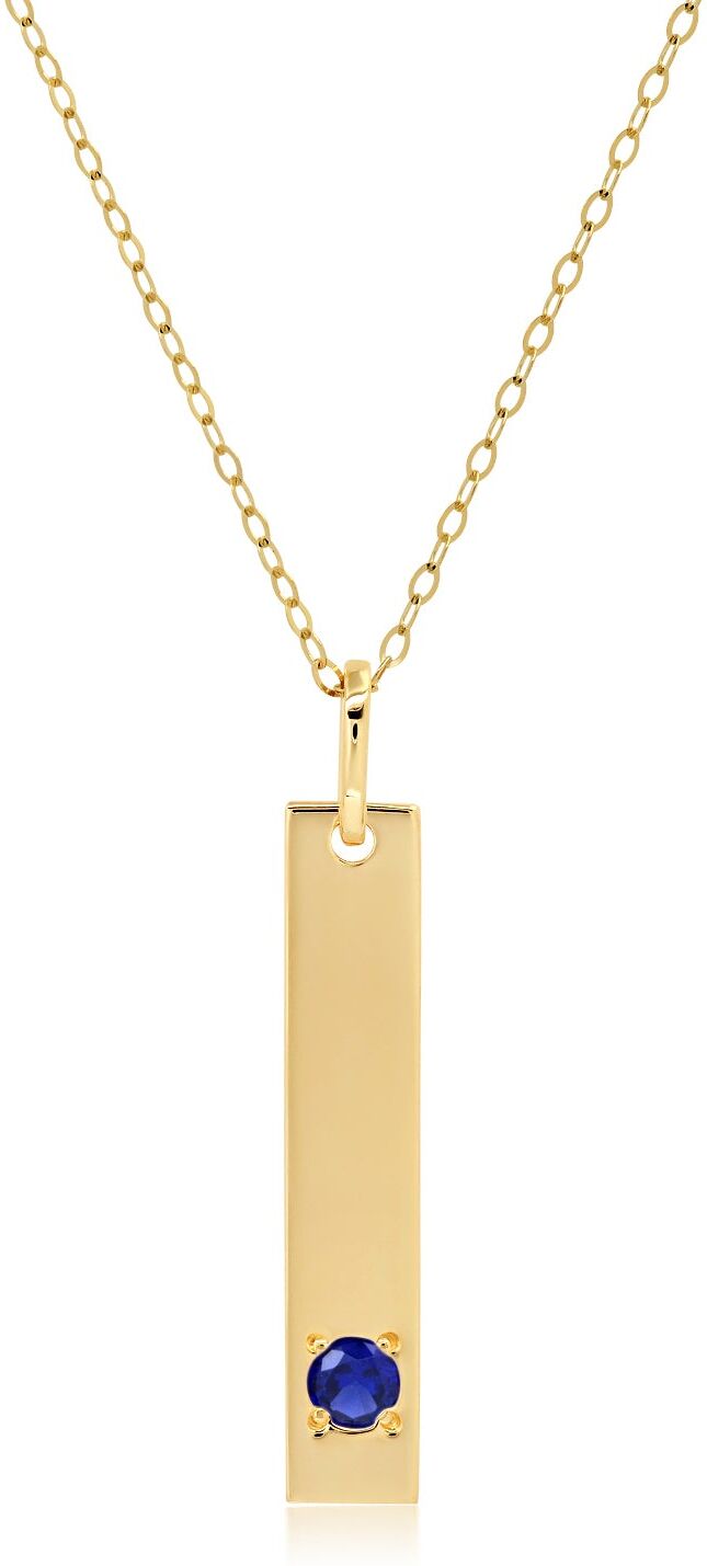 MAX + STONE 14k Yellow Gold Bar Pendant Necklace with 3mm Small Round Gemstone Adjustable Cable Chain 16 Inches to 18 Inches with Spring Ring Clasp female