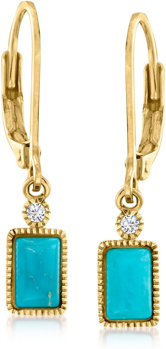 Pure Ross-Simons Turquoise Drop Earrings in 14kt Yellow Gold female