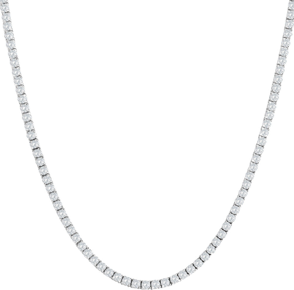 Pompeii3 Huge 28 Ct Men's Natural Diamond Tennis Necklace 14K White Gold 22" male