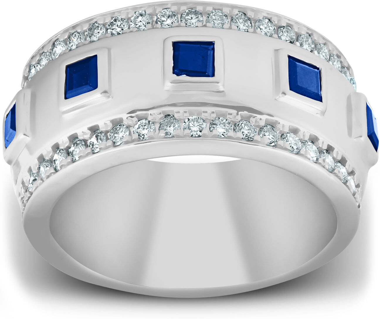 Pompeii3 2 1/4 Ct Princess Cut Blue Sapphire & Diamond Wedding Ring 10k White Gold US 6 female