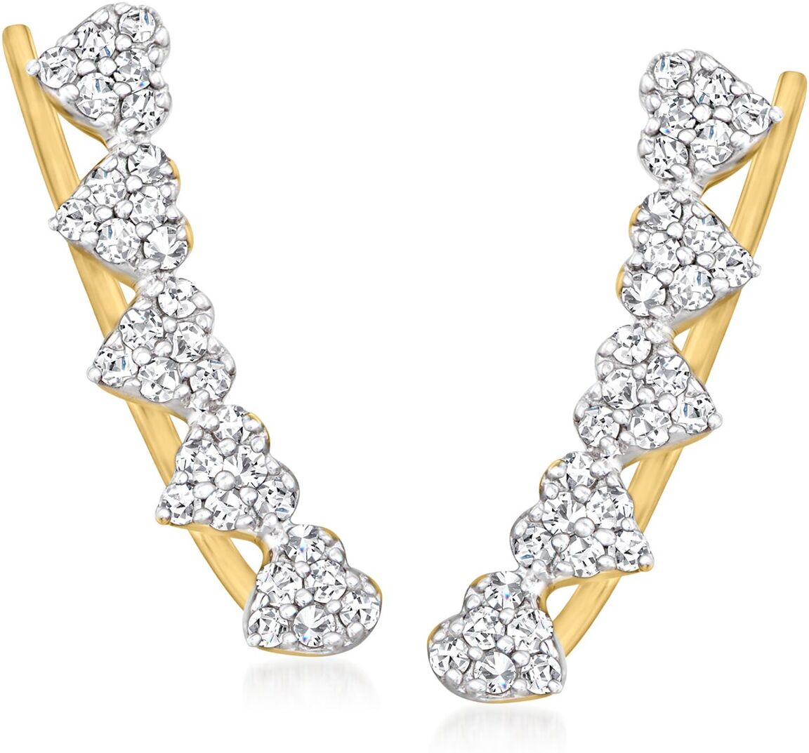 Pure Ross-Simons Diamond Heart Ear Climbers in 14kt Yellow Gold female