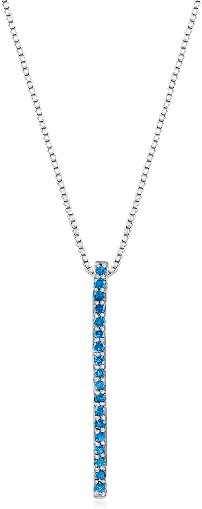 Pure Ross-Simons Blue and White Diamond Reversible Bar Pendant Necklace in Sterling Silver female