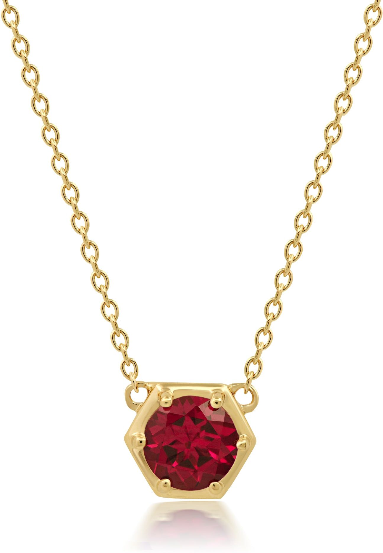 Nicole Miller 14k Yellow Gold Overlay Over Sterling Silver Round Gemstone Hexagon Stationary Pendant Necklace on 18 Inch Chain female