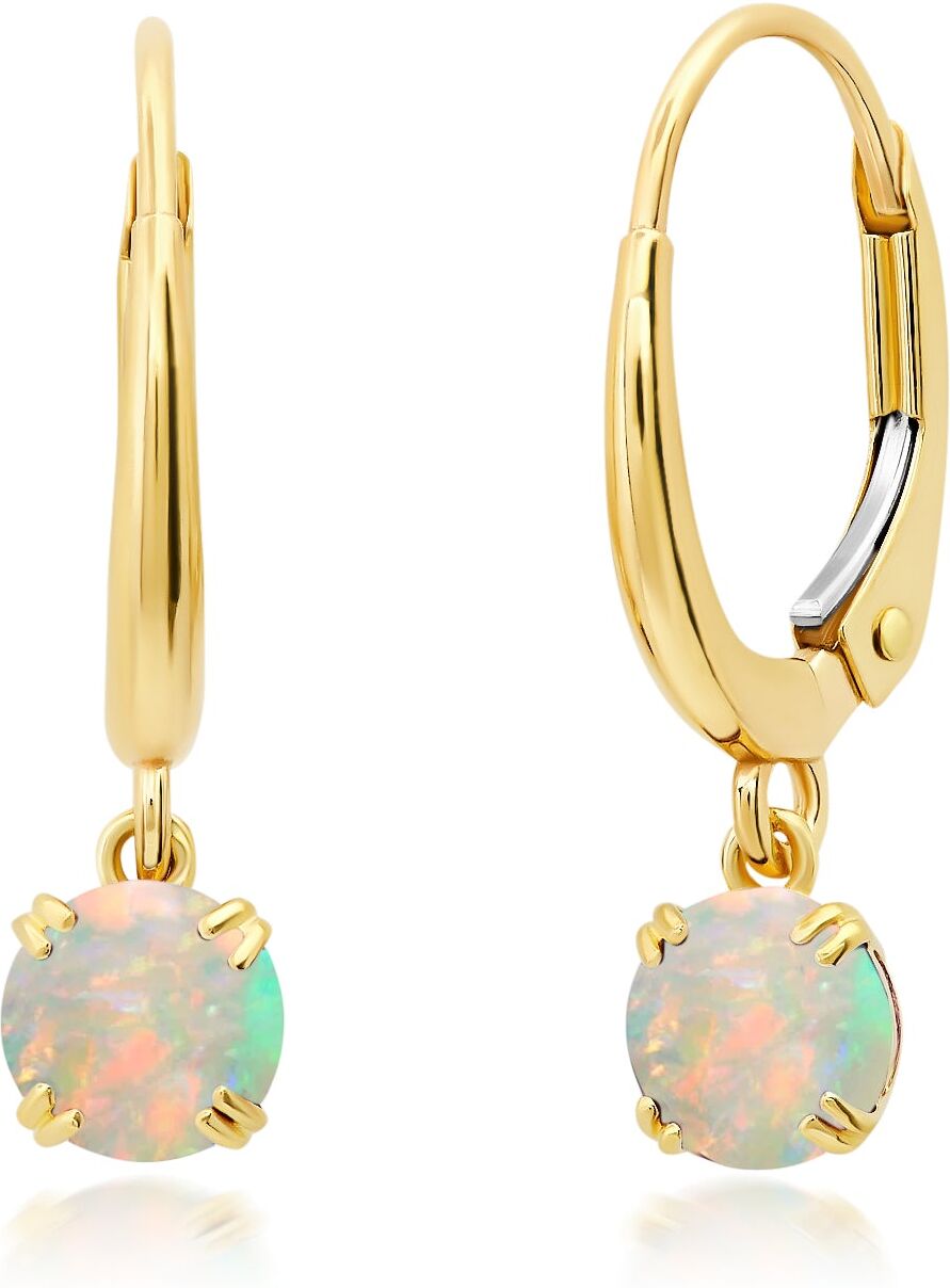 Nicole Miller 10k White or Yellow Gold Round Cut 5mm Gemstone Dangle Lever Back Earrings with Push Backs female