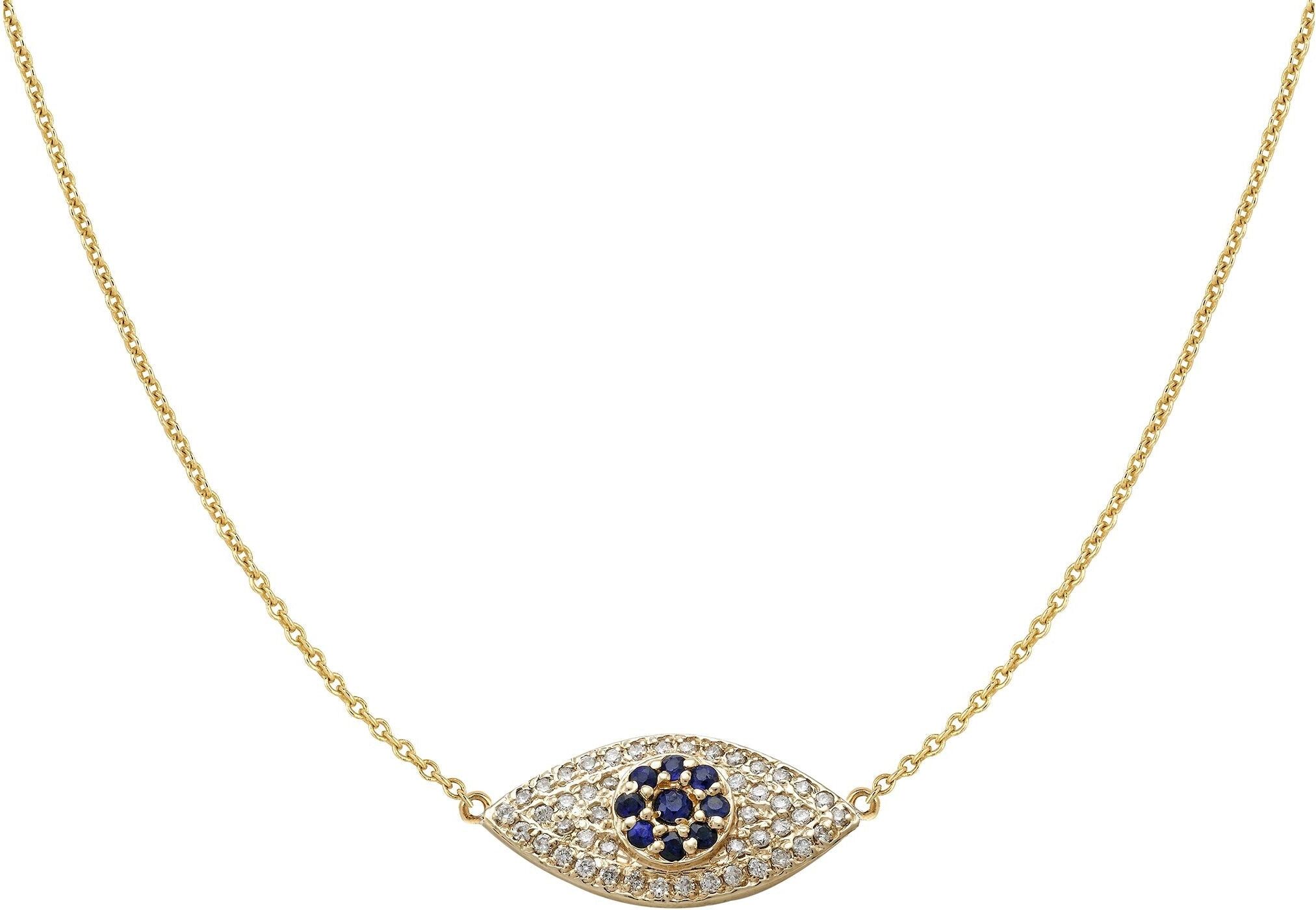 Ariana Rabbani Diamond & Blue Sapphire Evil Eye Necklace Yellow Gold female