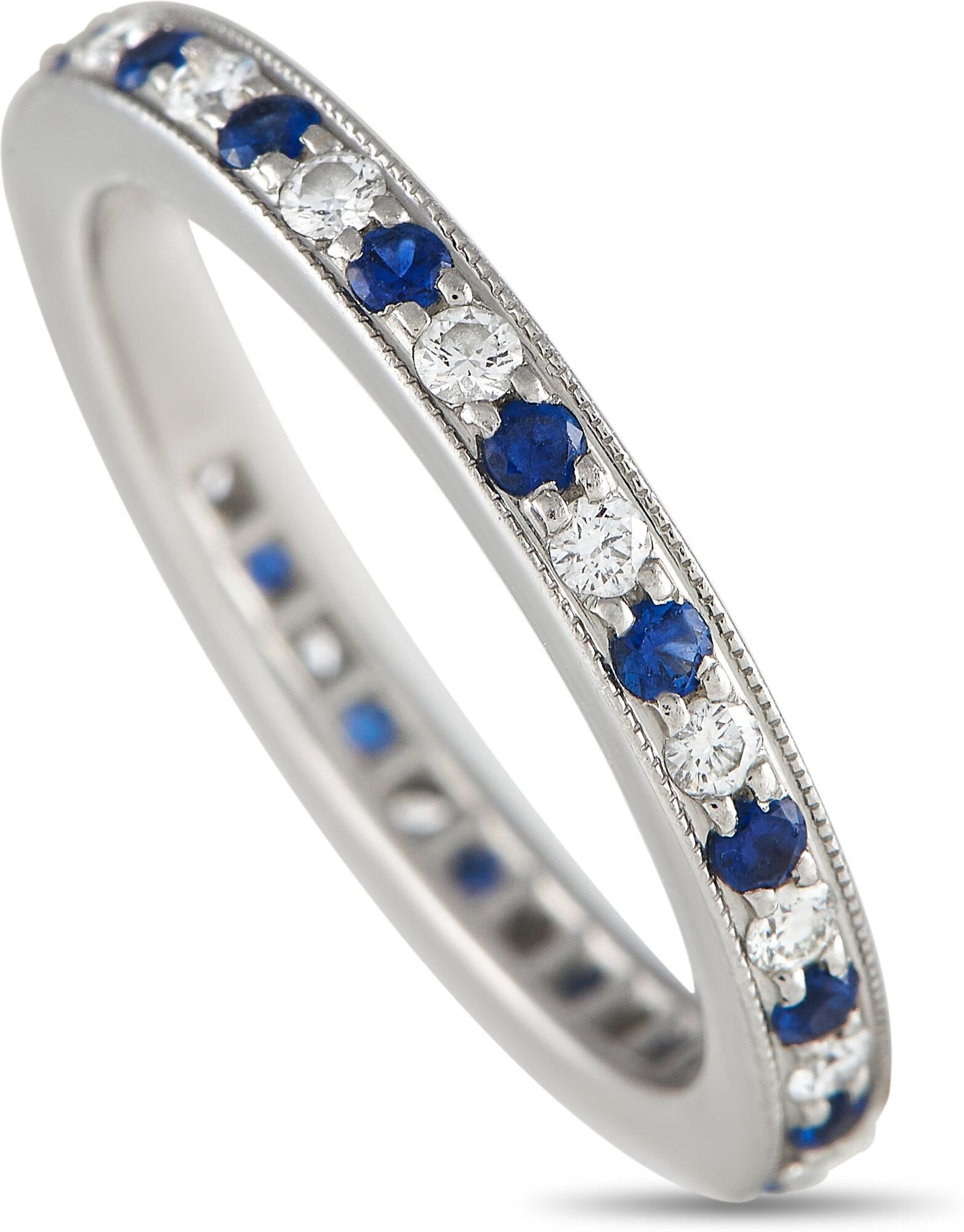 Tiffany & Co. Platinum Diamond and Sapphire Eternity Band Ring US 4.5 female