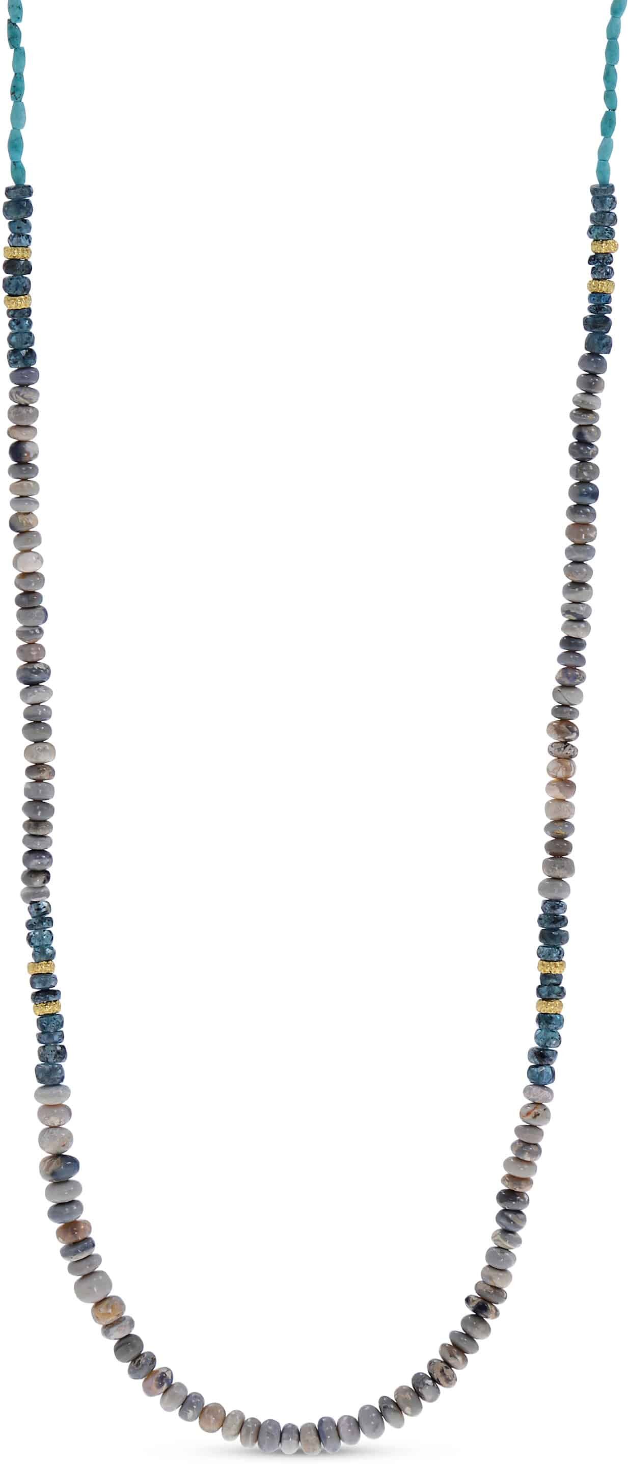 Armenta Old World Sterling Silver and 18K Yellow Gold, Turquoise and Boulder Opal Beaded Station Necklace female