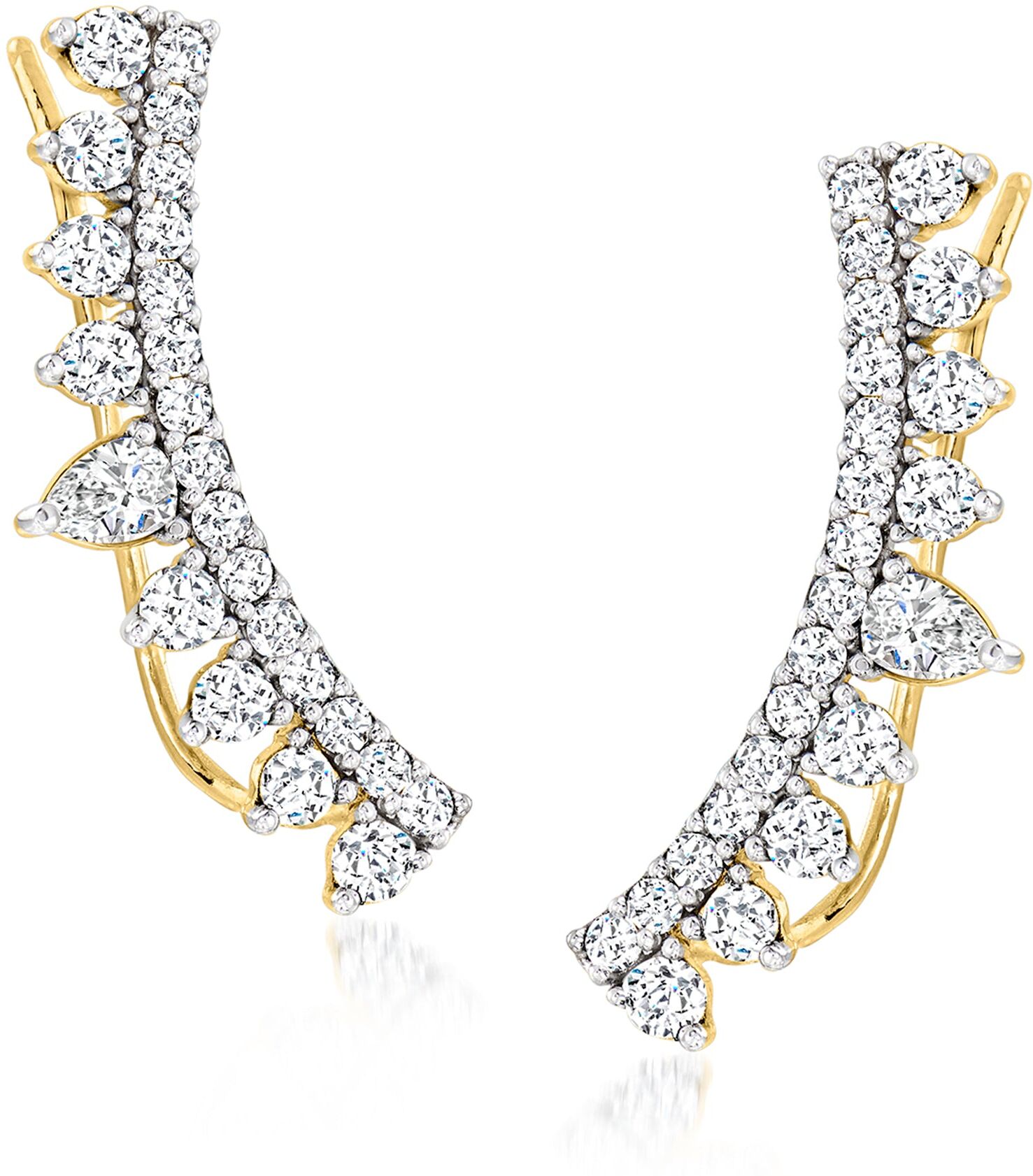 Ross-Simons Diamond Ear Climbers in 14kt Yellow Gold female