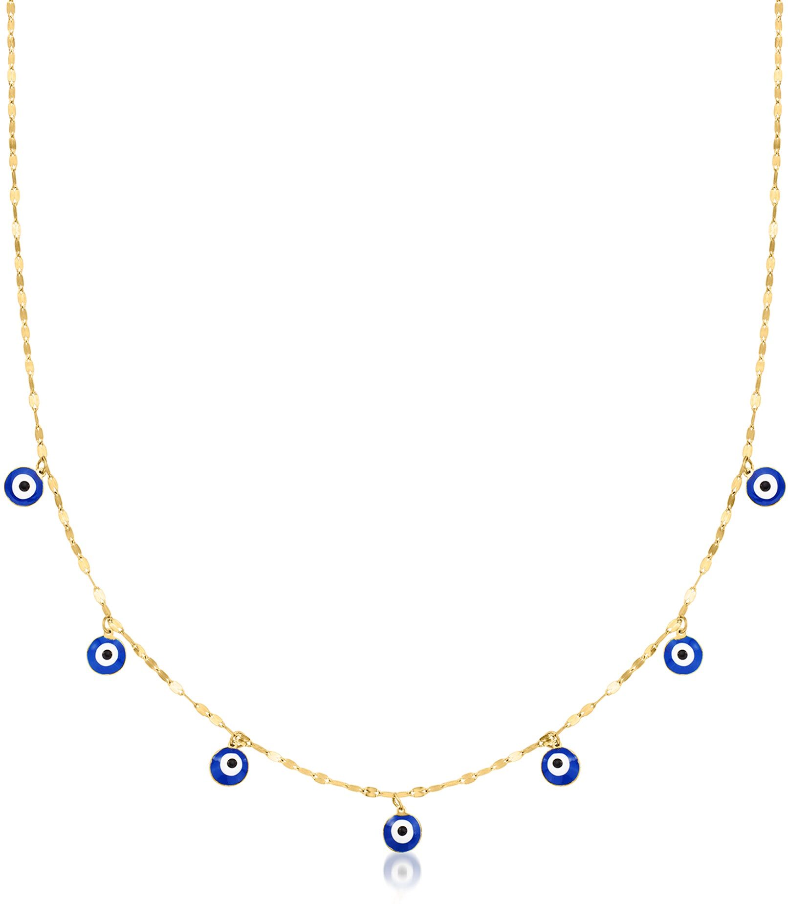 Ross-Simons Italian Multicolored Enamel Evil Eye Station Necklace in 14kt Yellow Gold female