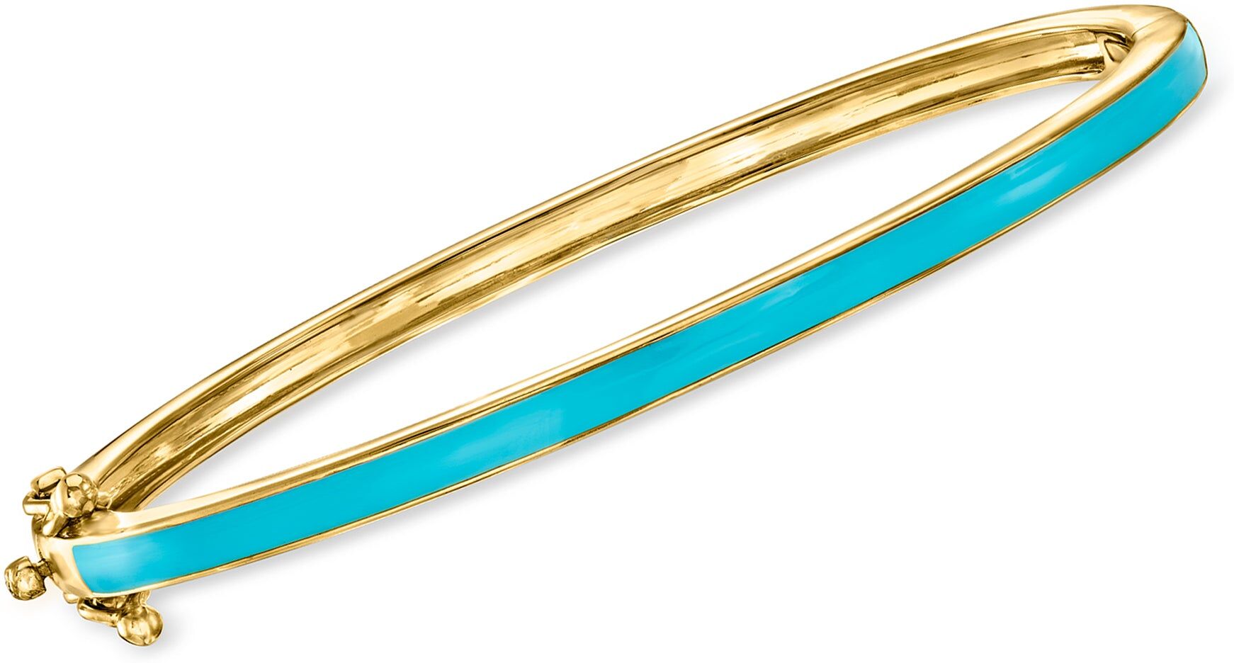 Ross-Simons Turquoise Enamel Bangle Bracelet in 18kt Gold Over Sterling female