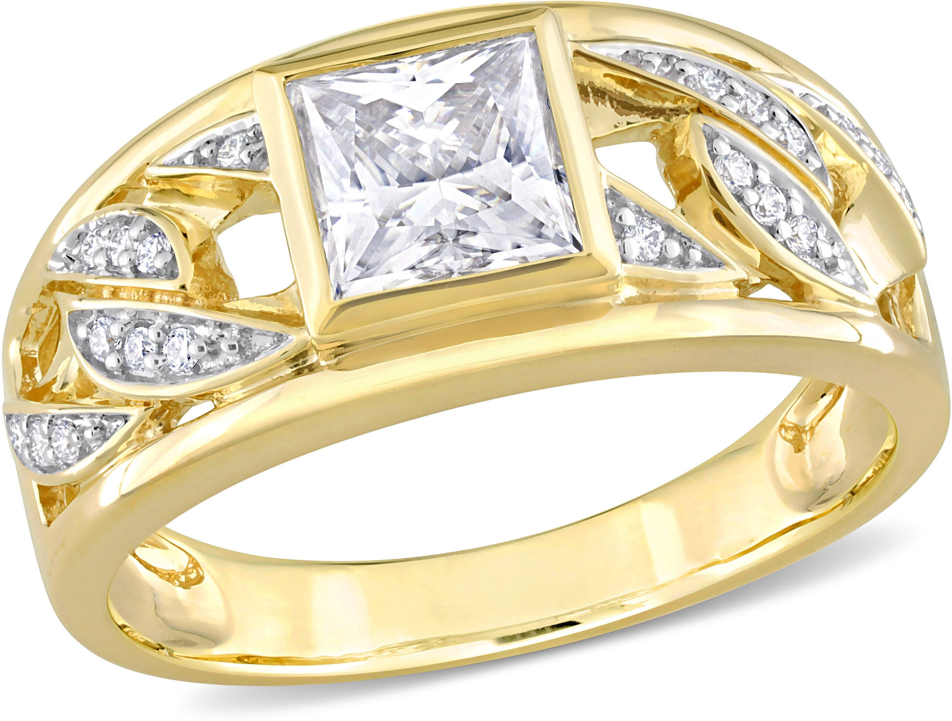 Mimi & Max 1 1/3ct TW Moissanite Men's Ring with Link Design in 10k Yellow Gold US 12 male