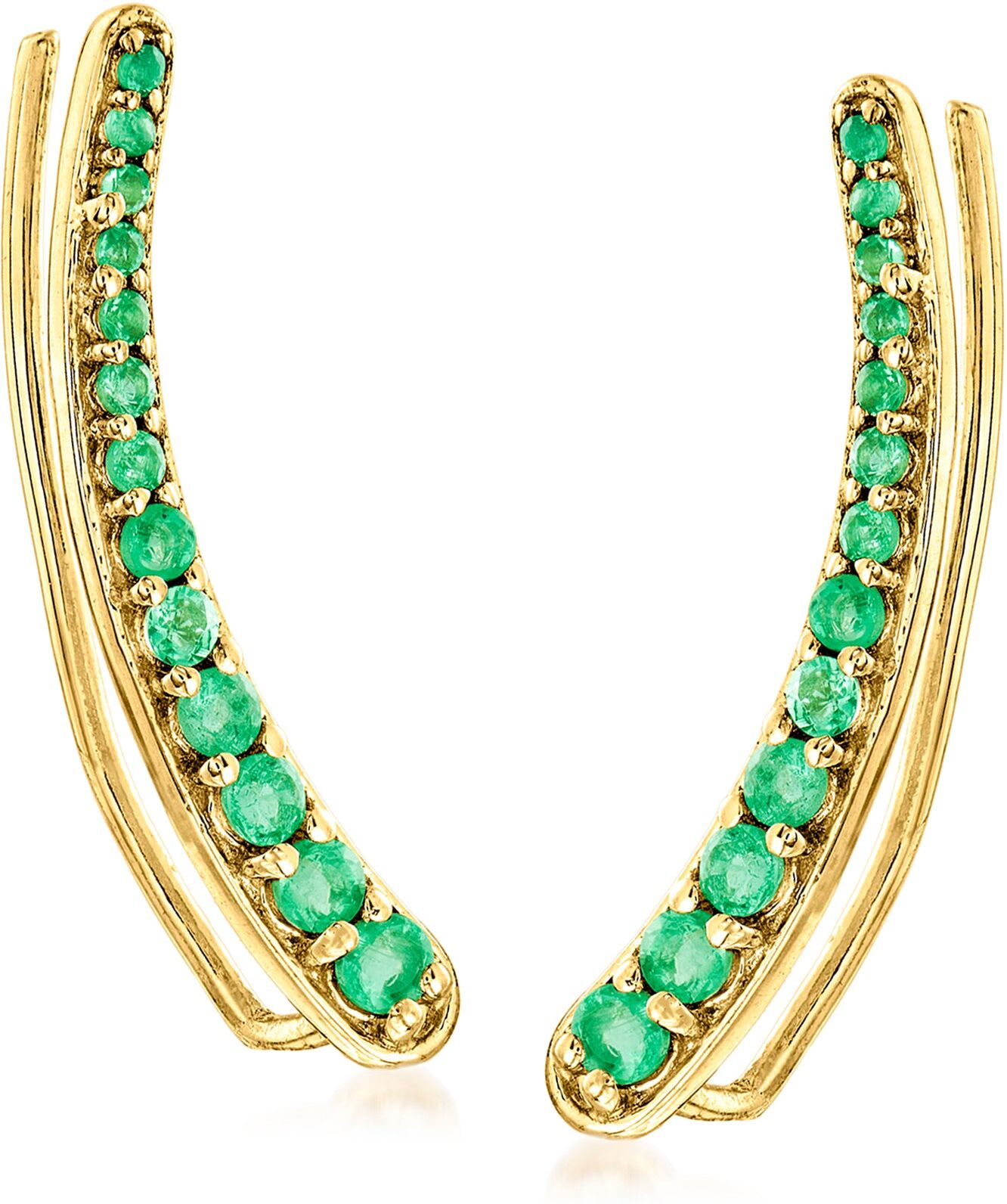 Ross-Simons Emerald Ear Climbers in 18kt Gold Over Sterling female