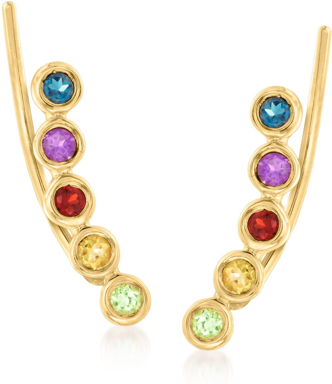 RS Pure by Ross-Simons Multi-Gemstone Ear Climbers in 14kt Yellow Gold female