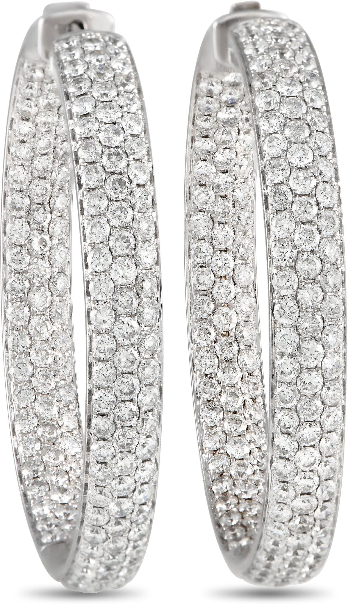 Non Branded LB Exclusive 14K White Gold 6.10ct Diamond Inside-Out Hoop Earrings female