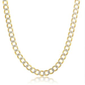 Simona Sterling Silver 5mm Pave Cuban Chain - Gold Plated - gold