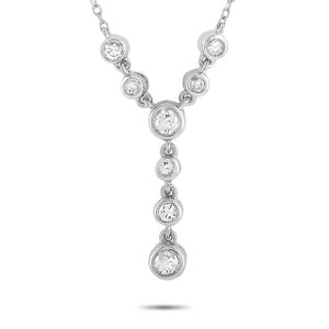 Non Branded LB Exclusive 14K White Gold 0.25 ct Diamond Pendant Necklace - silver