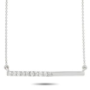 Non Branded LB Exclusive 14K White Gold 0.17 ct Diamond Bar Necklace - silver