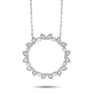 Non Branded LB Exclusive 14K White Gold 0.25 ct Diamond Laurel Necklace - silver