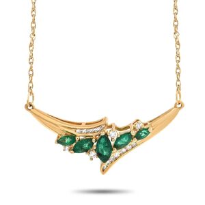 Non Branded LB Exclusive 14K Yellow Gold 0.14 ct Diamond and Emerald Necklace - multi