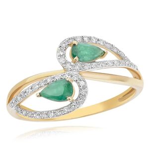 Diana M. 14K Yellow Gold Diamond & Emerald Ring - green - Size: US 5