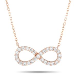 Non Branded LB Exclusive 14K Rose Gold 0.30 ct Diamond Infinity Symbol Pendant Necklace - silver