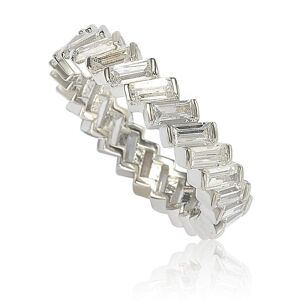 Suzy Levian Sterling Silver White Cubic Zirconia Bagguette Eternity Band - white - Size: US 5