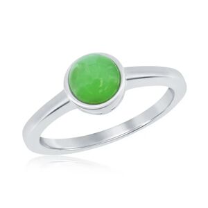Simona Sterling Silver 6MM Round Jade Solitaire Ring - green - Size: US 9