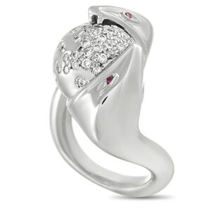 Boucheron 18K White Gold Diamond Serpent Ring - silver - Size: US 5